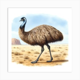 An Emu - Watercolour Art Print