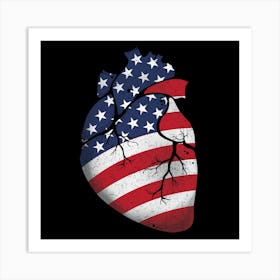 Usa Heart Flag Art Print