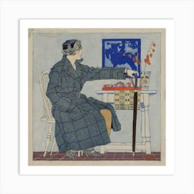 Young Woman Sitting Beside Table Holding Umbrella (Between 1910 And 1925) By Edward Penfield Art Print