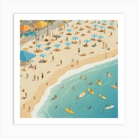 Illustration Of A Beach Scene 4 Art Print