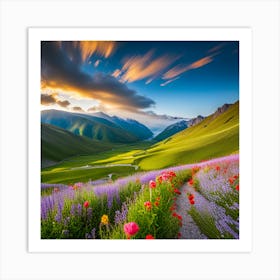 Sunset In The Mountains Art Print