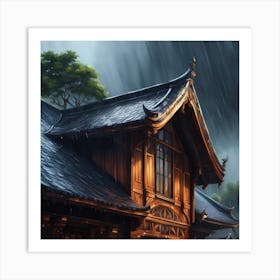 House In The Rain 1 Art Print