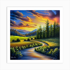 A natural view of trees and water Art Print