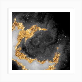 100 Nebulas in Space with Stars Abstract in Black and Gold n.104 Art Print