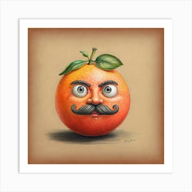 Orange With Mustache 18 Art Print