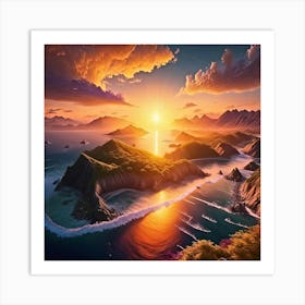 Sunset Over The Ocean Art Print