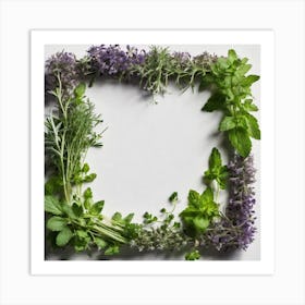 Frame Created From Herbs On Edges And Nothing In Middle (4) Art Print