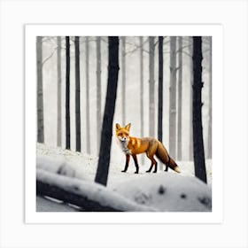 Fox In The Snow 1 Art Print