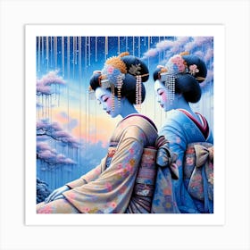 Japan Traditional Geisha Illustration By Ad 141 Art Print