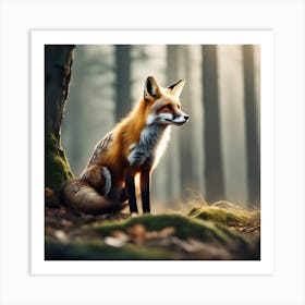 Red Fox In The Forest 39 Art Print