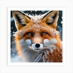 Fox In The Snow 9 Art Print