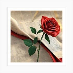 Rose On A Book 2 Art Print