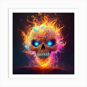 Skull In Flames 3 Art Print