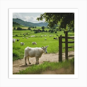 Goats In A Field Art Print