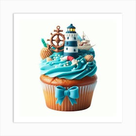 Cupcake With Lighthouse Art Print