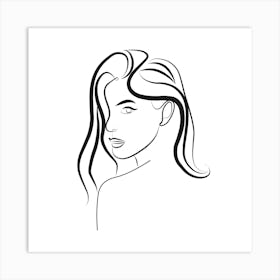  Line Woman Looking Behind Art Print