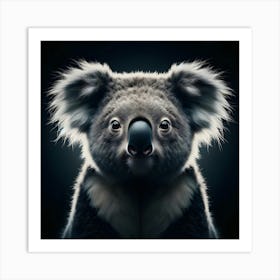 Koala portrait on black background Art Print