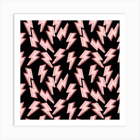 Pink Lightning Bolts Art Print