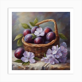 Plums In A Basket 2 Art Print