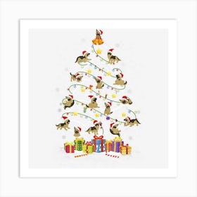 German Shepher Santa Hat Decoration Christmas Tree Lights Art Print