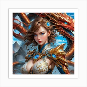 Girl With A Dragon ugh Art Print