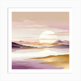 Sunset In The Mountains gold and lilac 3 Art Print