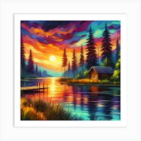 Sunset By The Lake 10 Art Print