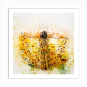 Girl In Yellow Dress Canvas print Art Print