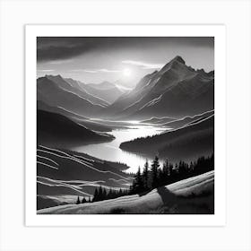 Black And White Landscape Painting Art Print