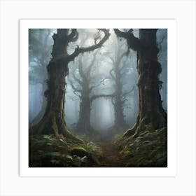 Forest In The Fog Art print Art Print