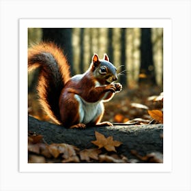 Squirrel In The Forest 31 Art Print