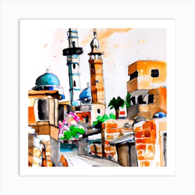 Watercolor Of A Mosque 4 Art Print