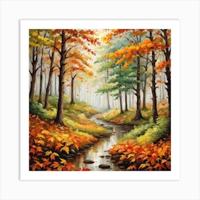 Forest In Autumn In Minimalist Style Square Composition 65 Art Print