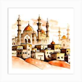 Watercolor Sketch Of A Mosque Art Print