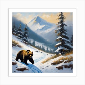 Bear In The Snow 2 Art Print