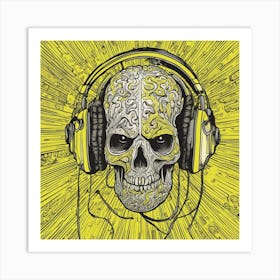 Cosmic Brain With Headphones 2 Art Print