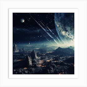 Space Landscape With Planets 1 Art Print