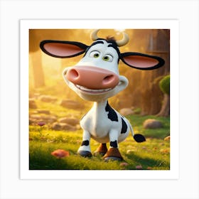 Cow In A Field Art Print