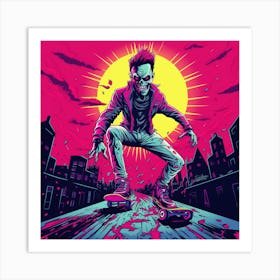 Zombie Skateboarder Art Print