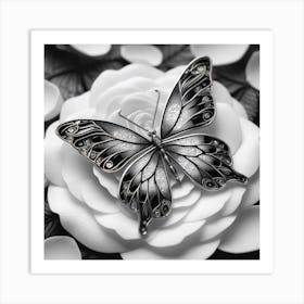 Butterfly On A Rose 1 Art Print