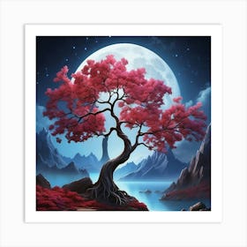 Tree In The Moonlight Art Print