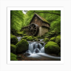 Watermill In The Forest Art Print