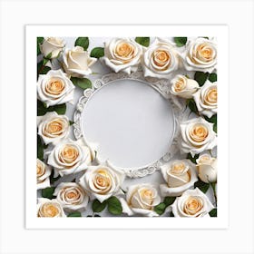 White Roses On White Background 1 Art Print