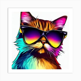 Groovy Cat In Sunglasses Art Print