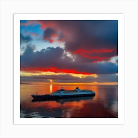 Sunset On A Cruise Ship 4 Art Print