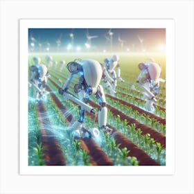 Robots In The Field 1 Art Print