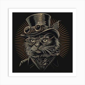 Steampunk Cat 21 Art Print