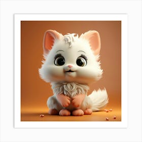 Cute White Cat 8 Art Print