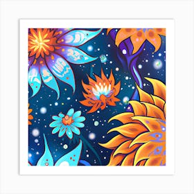 Psychedelic Flowers Art Print