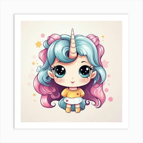 Cute Unicorn Girl Art Print